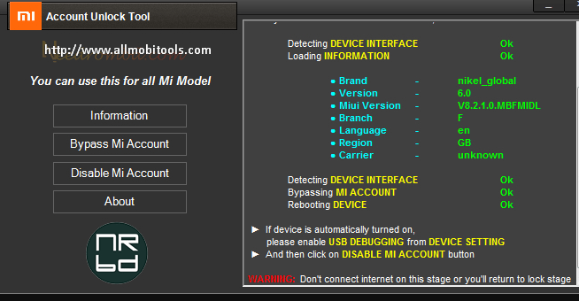 Mi Account Unlock Tool