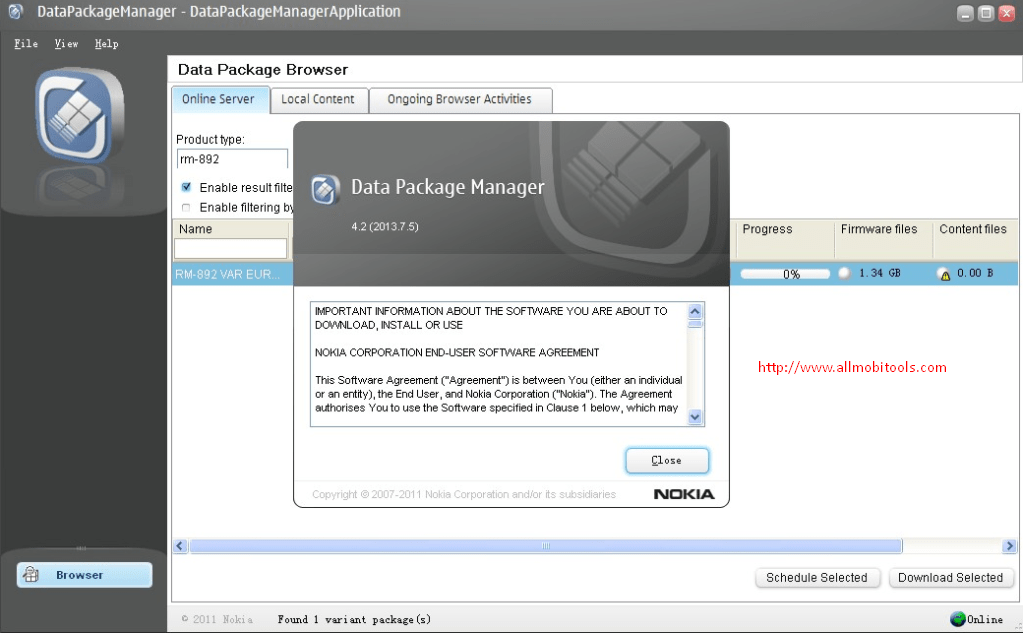 Nokia Data Package Manager
