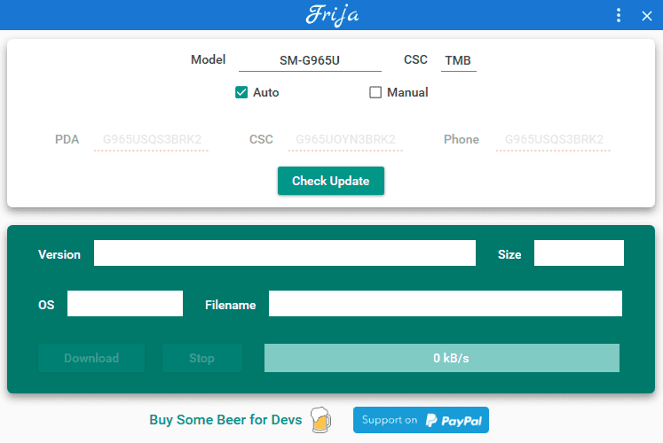 Frija - Samsung firmware downloader/checker