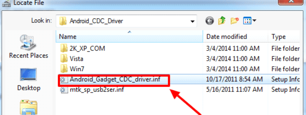 Install Android CDC Driver Manually