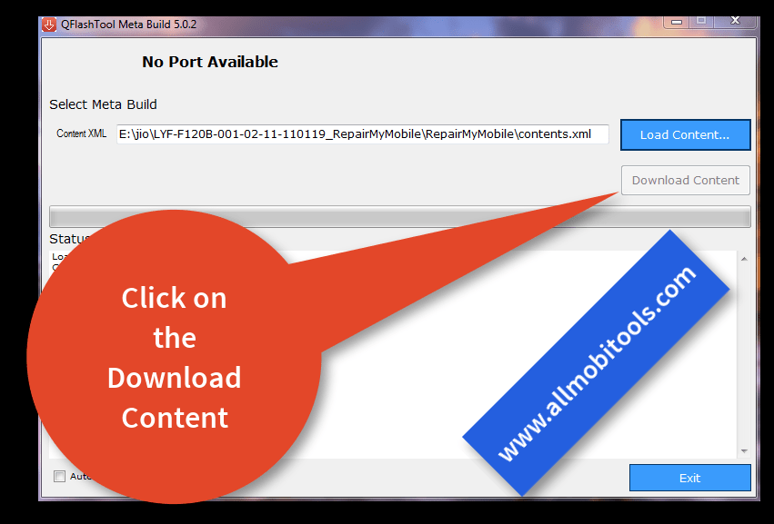 Click on the Download Content Button